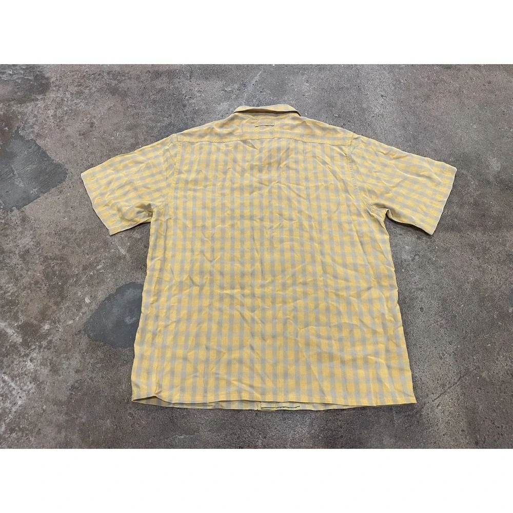 The‎ North Face Shirt Mens Medium Yellow Check Short Sleeve Button Up Hiking